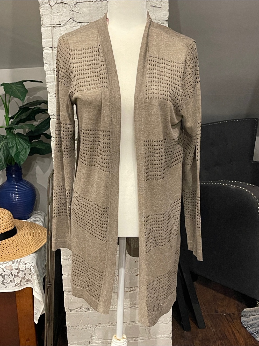 Apt. 9 Open-Front Knit Cardigan in Taupe